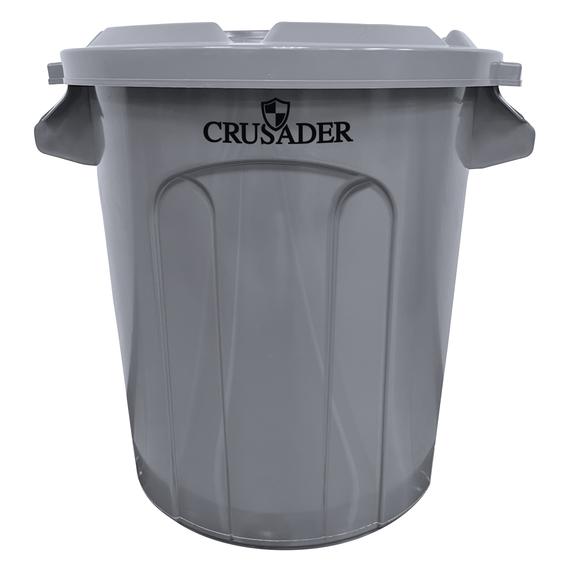 Crusader Round Heavy-duty Utility Container, 10 Gallon, 15-3/5" Dia. x 17-3/10" H, Polyethylene, Gray, NSF, Made in USA